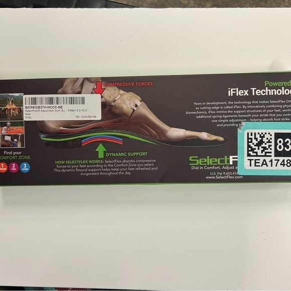 NWT SelectFlex Adjustable Orthotic Insoles Size B Men 6.5-7.5 Womens 7.5-8.5 - Picture 5 of 5